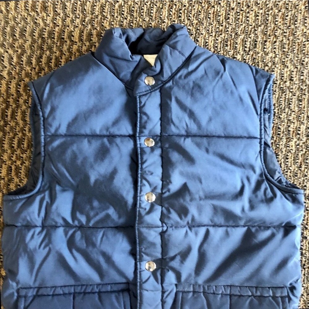 Vintage Puffer Vest Mens S Used Blue Insulated - Picture 5 of 9